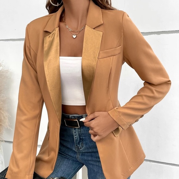 Classic Khaki Button Work Jacket Coat Blazer - Picture 7 of 14